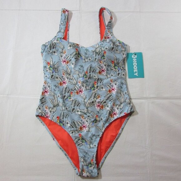 Hooey Women's The Ollie Floral Hawaiian One Piece Swimsuit - Blue - Picture 1 of 4
